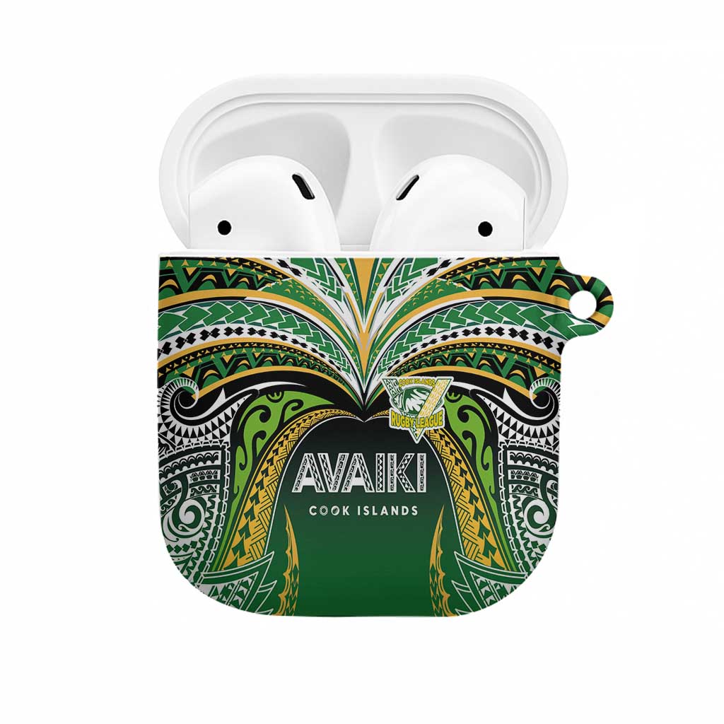 Cook Islands Rugby League AirPods Case Avaiki Tatau Tribal Motifs Black Color - Polynesian Pride