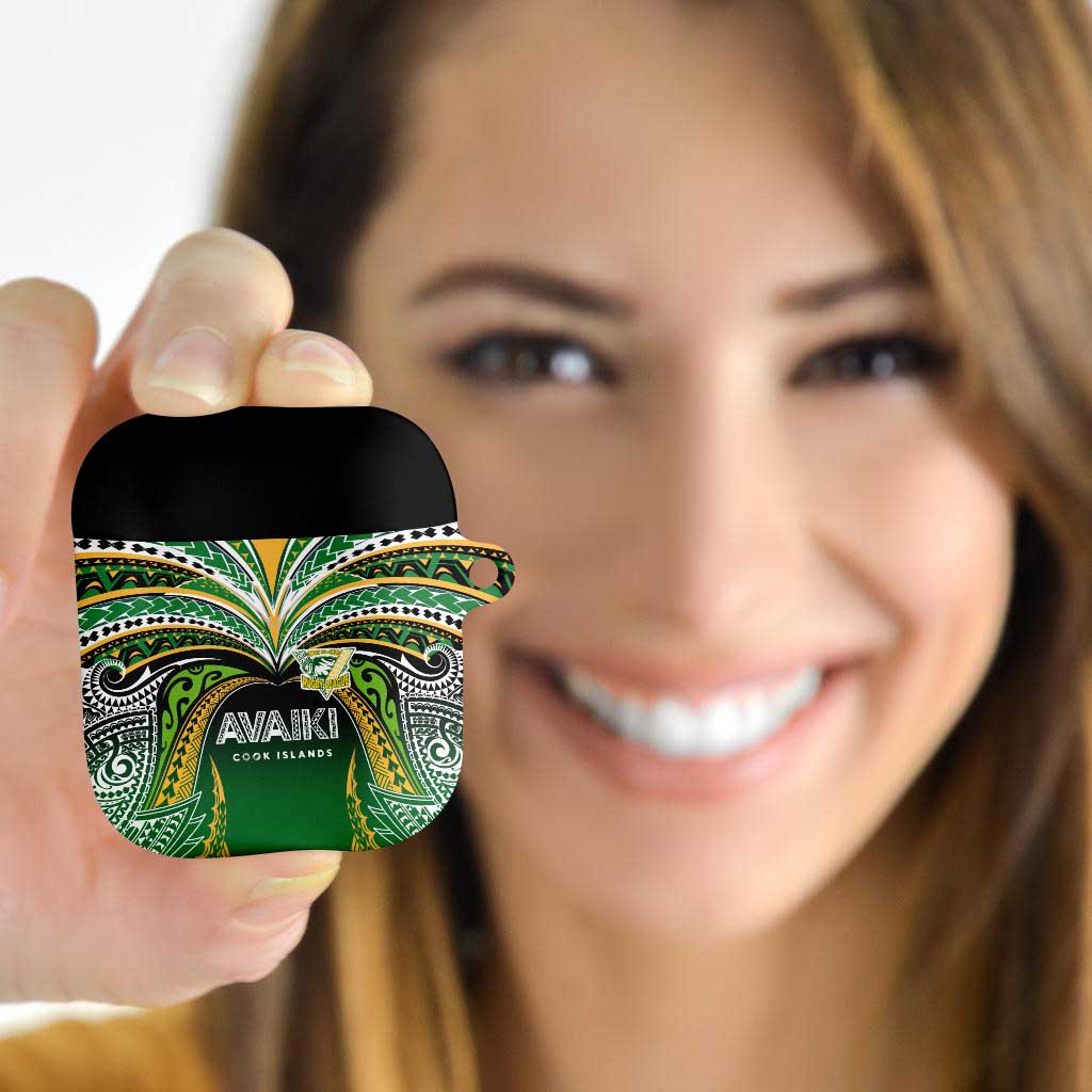 Cook Islands Rugby League AirPods Case Avaiki Tatau Tribal Motifs Black Color - Polynesian Pride