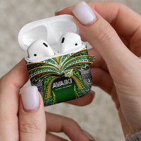 Cook Islands Rugby League AirPods Case Avaiki Tatau Tribal Motifs Black Color - Polynesian Pride