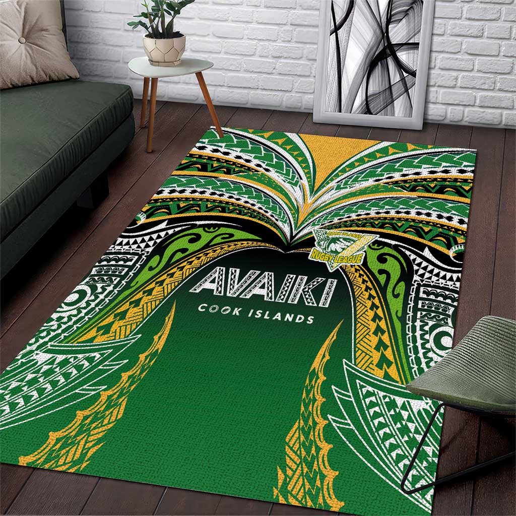 Cook Islands Rugby League Area Rug Avaiki Tatau Tribal Motifs Black Color - Polynesian Pride