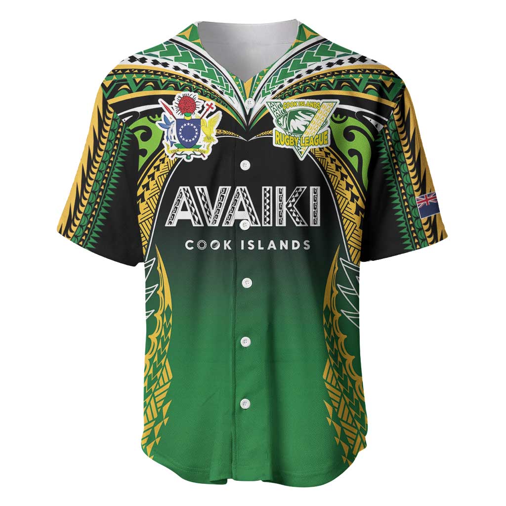 Custom Cook Islands Rugby League Baseball Jersey Avaiki Tatau Tribal Motifs Black Color - Polynesian Pride