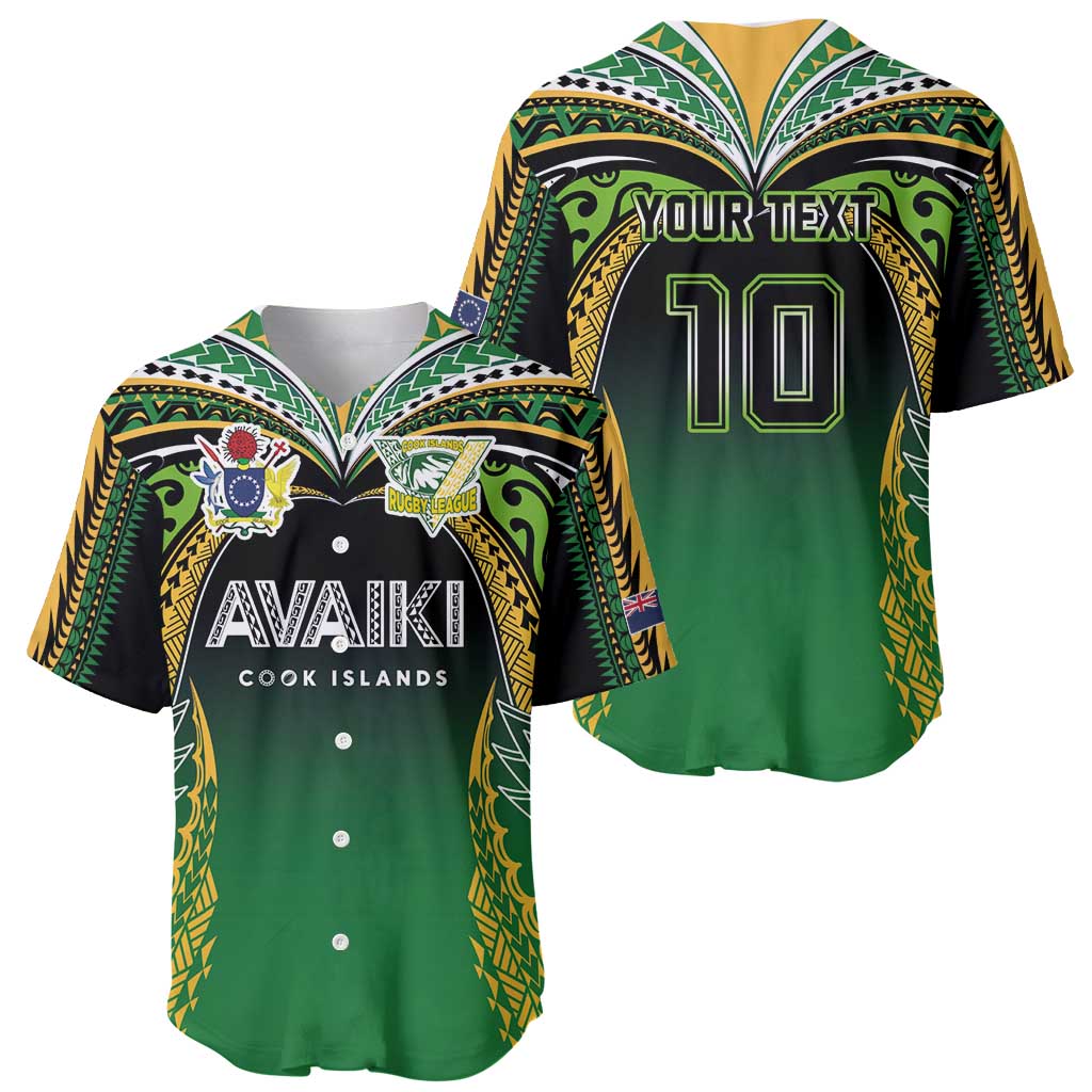 Custom Cook Islands Rugby League Baseball Jersey Avaiki Tatau Tribal Motifs Black Color - Polynesian Pride