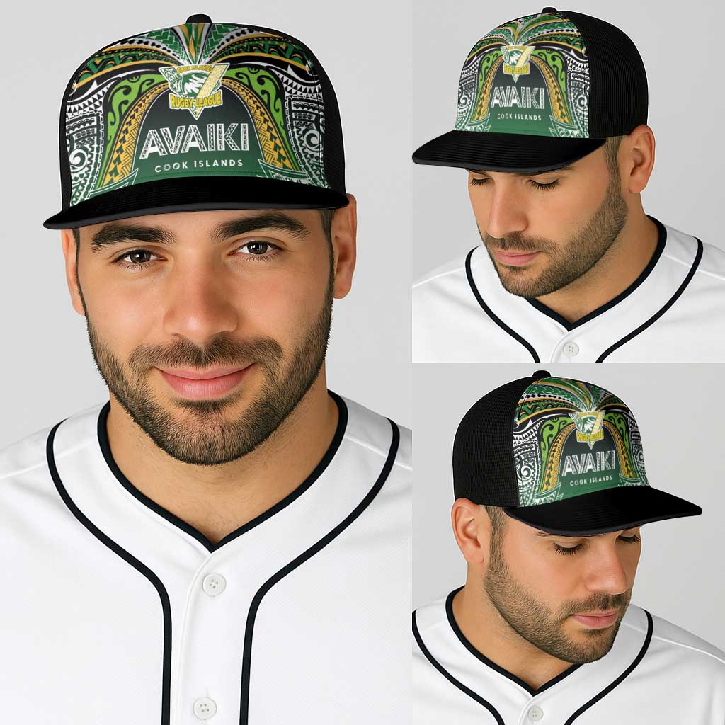 Cook Islands Rugby League Baseball Net Cap Avaiki Tatau Tribal Motifs Black Color - Polynesian Pride