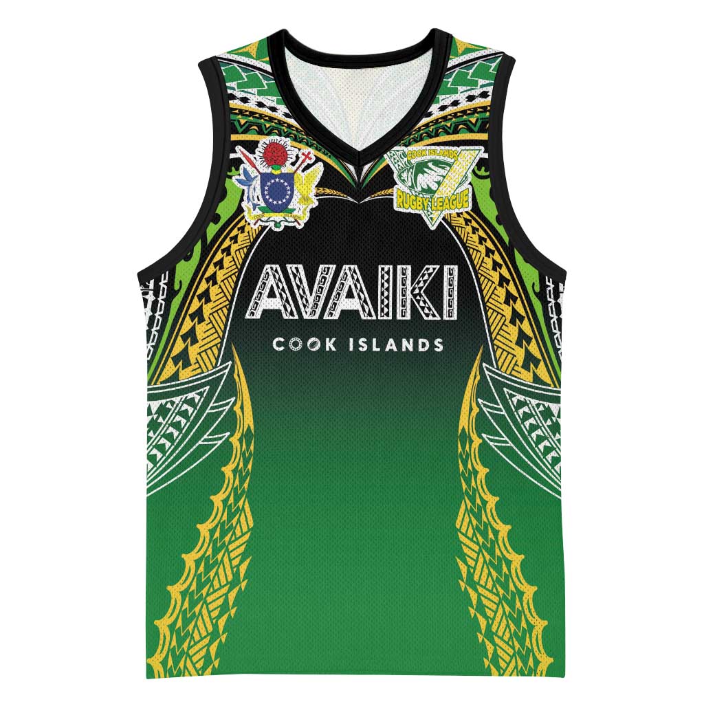 Custom Cook Islands Rugby League Basketball Jersey Avaiki Tatau Tribal Motifs Black Color - Polynesian Pride