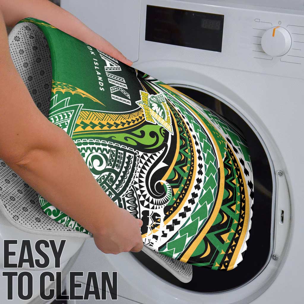 Cook Islands Rugby League Bathroom Set Avaiki Tatau Tribal Motifs Black Color - Polynesian Pride