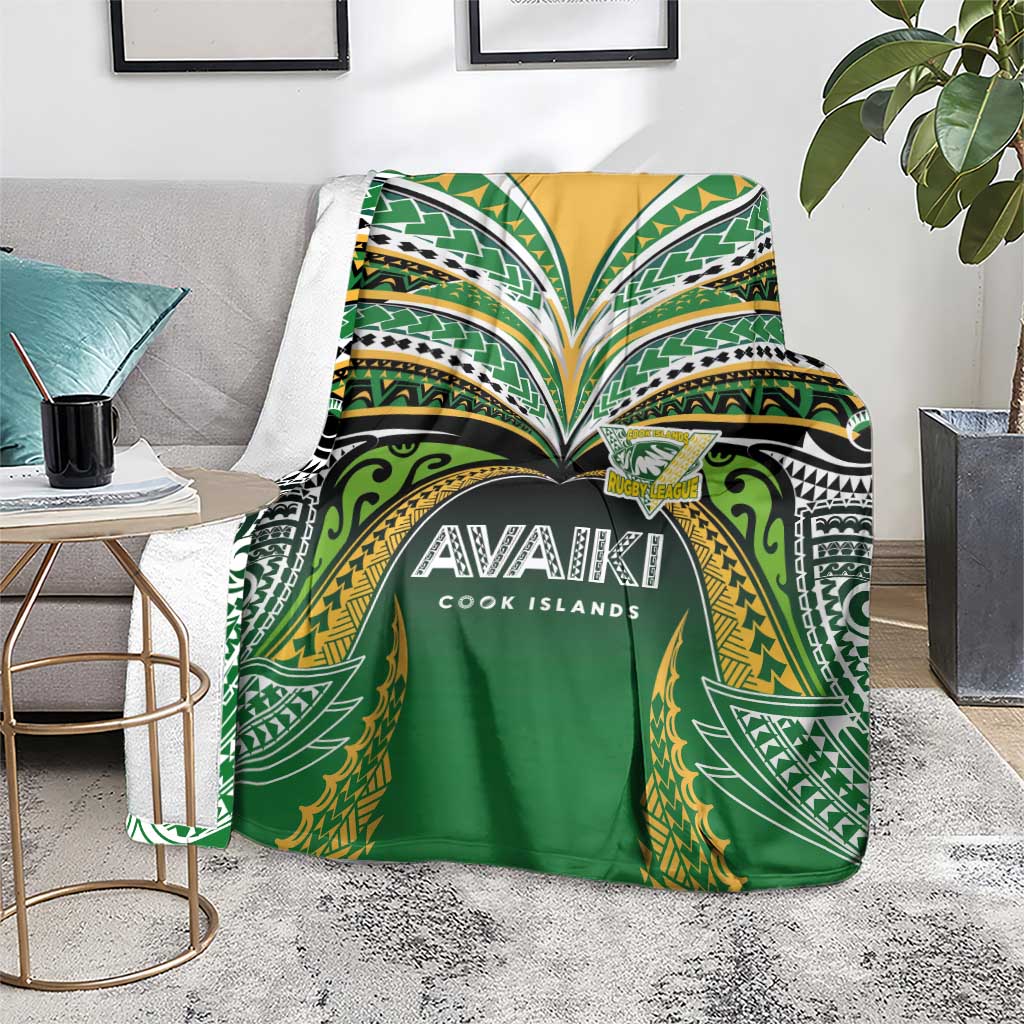 Cook Islands Rugby League Blanket Avaiki Tatau Tribal Motifs Black Color - Polynesian Pride