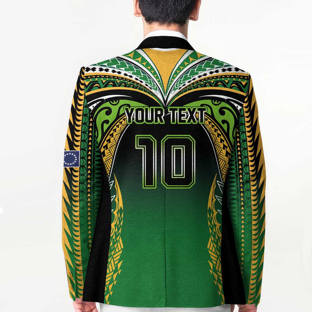 Custom Cook Islands Rugby League Blazer Avaiki Tatau Tribal Motifs Black Color - Polynesian Pride