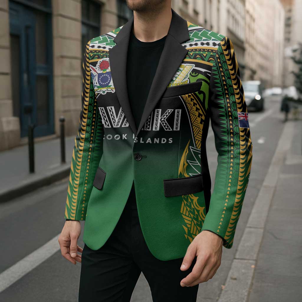 Custom Cook Islands Rugby League Blazer Avaiki Tatau Tribal Motifs Black Color - Polynesian Pride