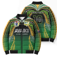 Custom Cook Islands Rugby League Bomber Puffer Jacket Avaiki Tatau Tribal Motifs Black Color - Polynesian Pride