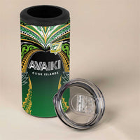 Custom Cook Islands Rugby League 4 in 1 Can Cooler Tumbler Avaiki Tatau Tribal Motifs Black Color - Polynesian Pride