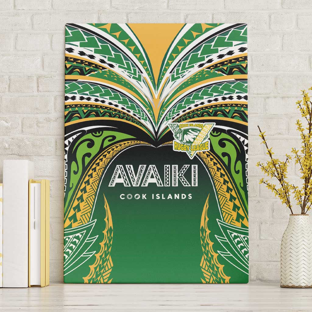 Cook Islands Rugby League Canvas Wall Art Avaiki Tatau Tribal Motifs Black Color - Polynesian Pride
