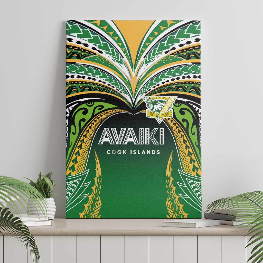 Cook Islands Rugby League Canvas Wall Art Avaiki Tatau Tribal Motifs Black Color - Polynesian Pride