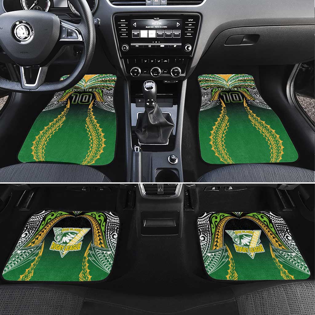Custom Cook Islands Rugby League Car Mats Avaiki Tatau Tribal Motifs Black Color - Polynesian Pride