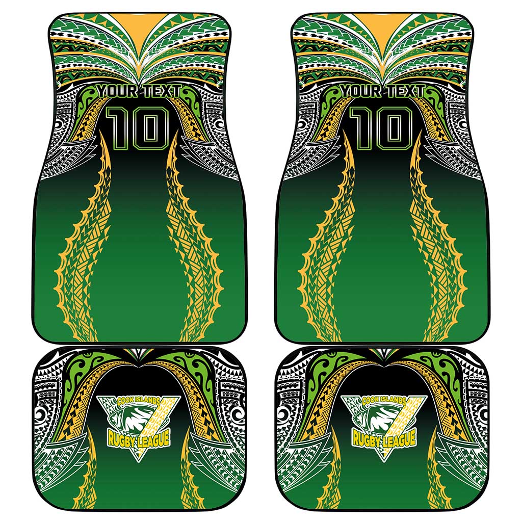 Custom Cook Islands Rugby League Car Mats Avaiki Tatau Tribal Motifs Black Color - Polynesian Pride