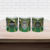 Custom Cook Islands Rugby League Ceramic Mug Avaiki Tatau Tribal Motifs Black Color - Polynesian Pride