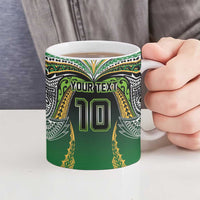 Custom Cook Islands Rugby League Ceramic Mug Avaiki Tatau Tribal Motifs Black Color - Polynesian Pride