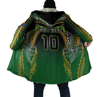 Custom Cook Islands Rugby League Cloak Avaiki Tatau Tribal Motifs Black Color - Polynesian Pride