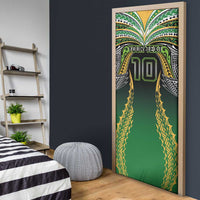Custom Cook Islands Rugby League Door Cover Avaiki Tatau Tribal Motifs Black Color - Polynesian Pride