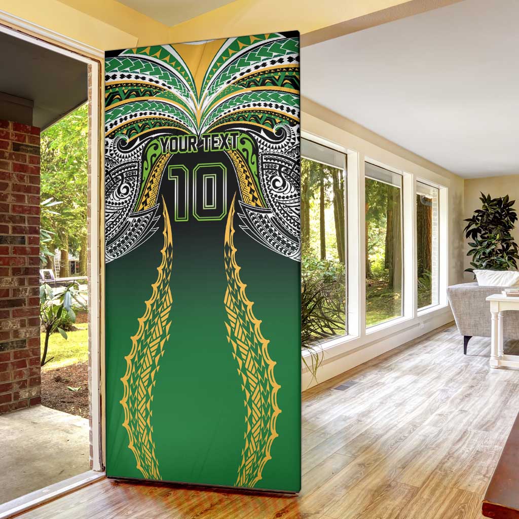 Custom Cook Islands Rugby League Door Cover Avaiki Tatau Tribal Motifs Black Color - Polynesian Pride