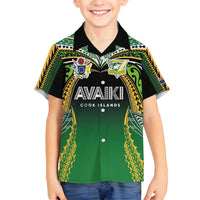 Custom Cook Islands Rugby League Family Matching Long Sleeve Bodycon Dress and Hawaiian Shirt Avaiki Tatau Tribal Motifs Black Color - Polynesian Pride