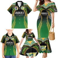 Custom Cook Islands Rugby League Family Matching Mermaid Dress and Hawaiian Shirt Avaiki Tatau Tribal Motifs Black Color - Polynesian Pride