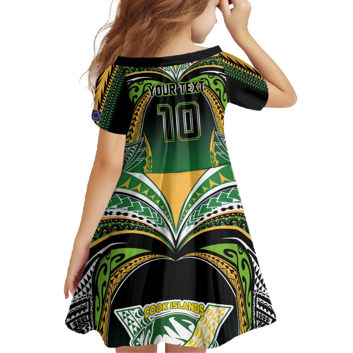 Custom Cook Islands Rugby League Family Matching Off The Shoulder Long Sleeve Dress and Hawaiian Shirt Avaiki Tatau Tribal Motifs Black Color - Polynesian Pride