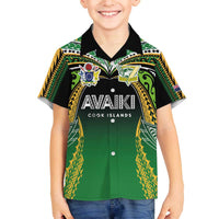 Custom Cook Islands Rugby League Family Matching Off The Shoulder Long Sleeve Dress and Hawaiian Shirt Avaiki Tatau Tribal Motifs Black Color - Polynesian Pride