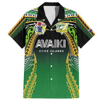 Custom Cook Islands Rugby League Family Matching Short Sleeve Bodycon Dress and Hawaiian Shirt Avaiki Tatau Tribal Motifs Black Color - Polynesian Pride