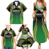 Custom Cook Islands Rugby League Family Matching Summer Maxi Dress and Hawaiian Shirt Avaiki Tatau Tribal Motifs Black Color - Polynesian Pride
