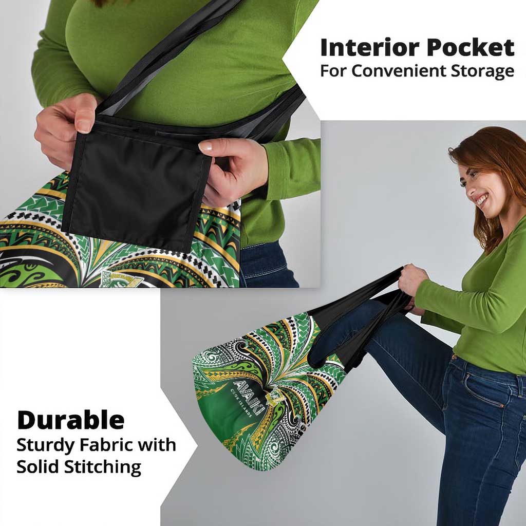 Cook Islands Rugby League Grocery Bag Avaiki Tatau Tribal Motifs Black Color - Polynesian Pride