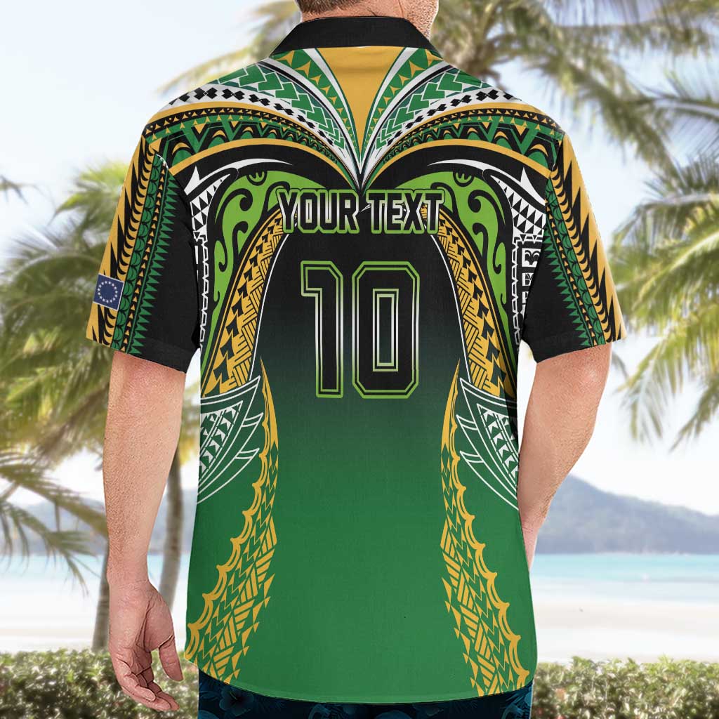 Custom Cook Islands Rugby League Hawaiian Shirt Avaiki Tatau Tribal Motifs Black Color - Polynesian Pride