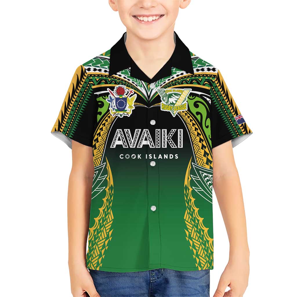 Custom Cook Islands Rugby League Hawaiian Shirt Avaiki Tatau Tribal Motifs Black Color - Polynesian Pride