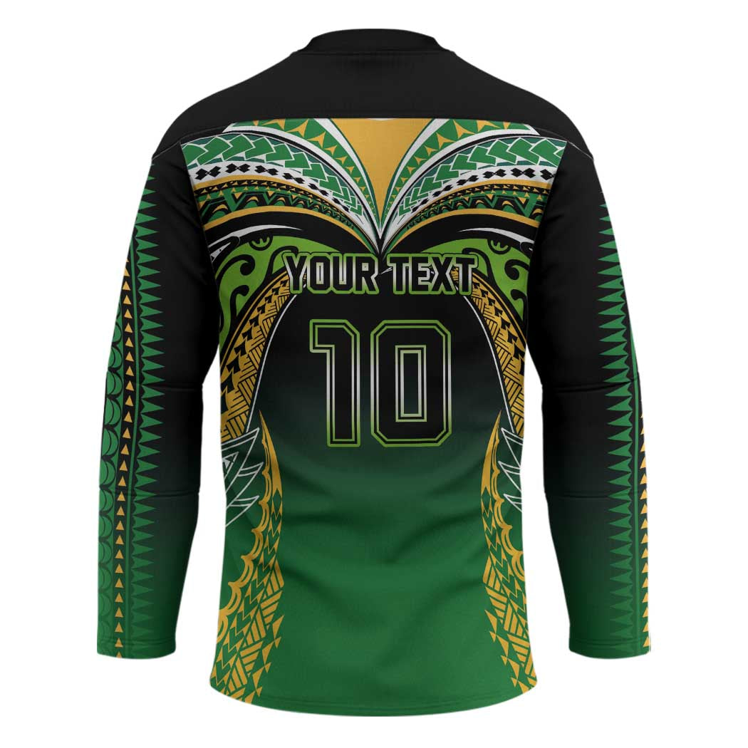 Custom Cook Islands Rugby League Hockey Jersey Avaiki Tatau Tribal Motifs Black Color - Polynesian Pride
