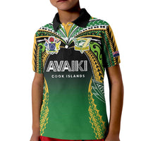 Custom Cook Islands Rugby League Kid Polo Shirt Avaiki Tatau Tribal Motifs Black Color - Polynesian Pride