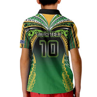 Custom Cook Islands Rugby League Kid Polo Shirt Avaiki Tatau Tribal Motifs Black Color - Polynesian Pride