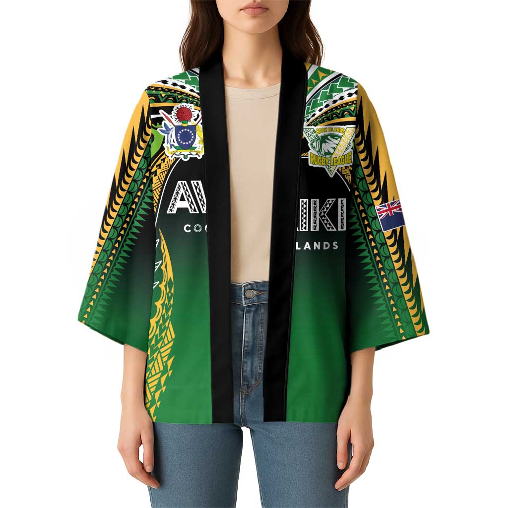 Custom Cook Islands Rugby League Kimono Avaiki Tatau Tribal Motifs Black Color - Polynesian Pride