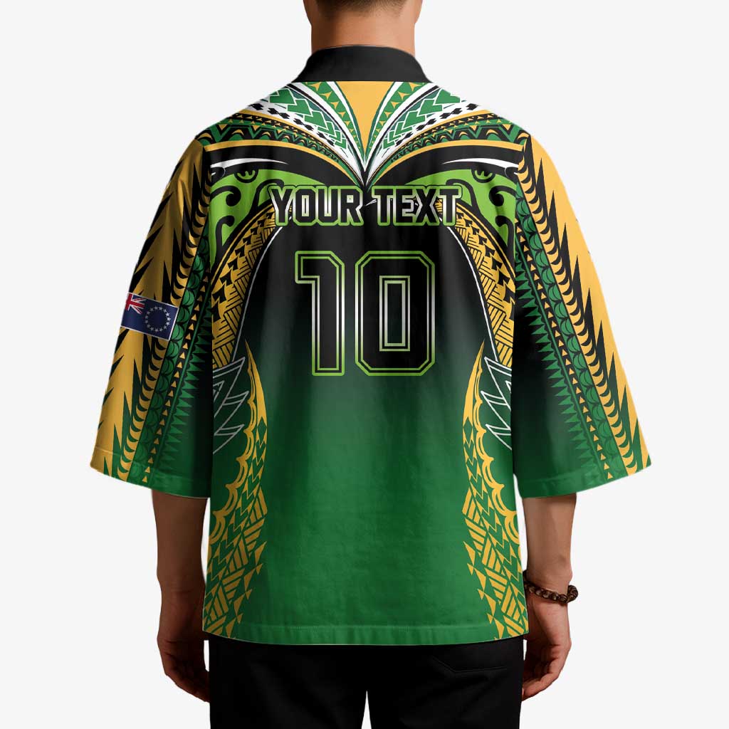 Custom Cook Islands Rugby League Kimono Avaiki Tatau Tribal Motifs Black Color - Polynesian Pride