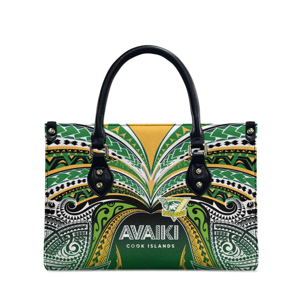 Cook Islands Rugby League Leather Bag Avaiki Tatau Tribal Motifs Black Color - Polynesian Pride