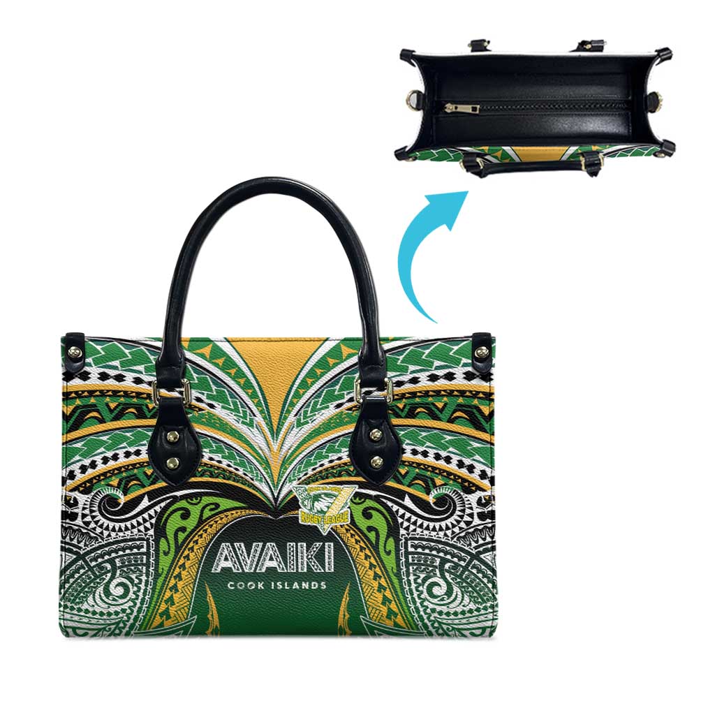 Cook Islands Rugby League Leather Bag Avaiki Tatau Tribal Motifs Black Color - Polynesian Pride