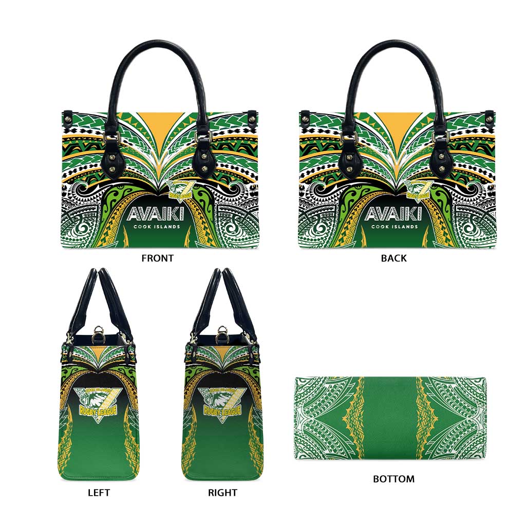 Cook Islands Rugby League Leather Bag Avaiki Tatau Tribal Motifs Black Color - Polynesian Pride