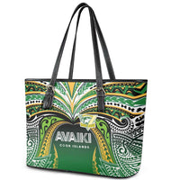 Cook Islands Rugby League Leather Tote Bag Avaiki Tatau Tribal Motifs Black Color - Polynesian Pride