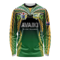 Custom Cook Islands Rugby League Long Sleeve Shirt Avaiki Tatau Tribal Motifs Black Color - Polynesian Pride