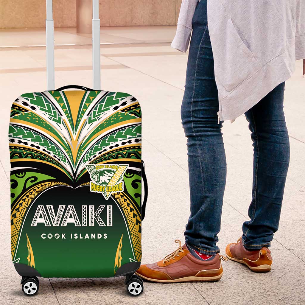 Cook Islands Rugby League Luggage Cover Avaiki Tatau Tribal Motifs Black Color - Polynesian Pride
