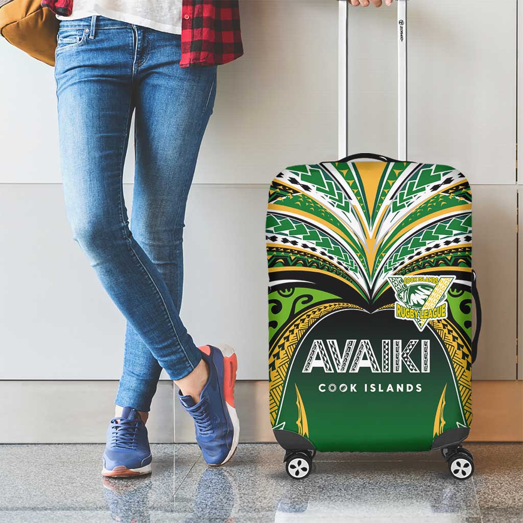 Cook Islands Rugby League Luggage Cover Avaiki Tatau Tribal Motifs Black Color - Polynesian Pride