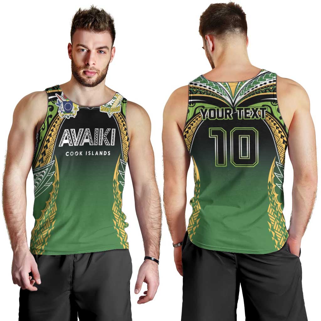 Custom Cook Islands Rugby League Men Tank Top Avaiki Tatau Tribal Motifs Black Color - Polynesian Pride