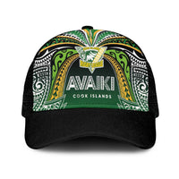 Cook Islands Rugby League Mesh Trucker Cap Avaiki Tatau Tribal Motifs Black Color - Polynesian Pride