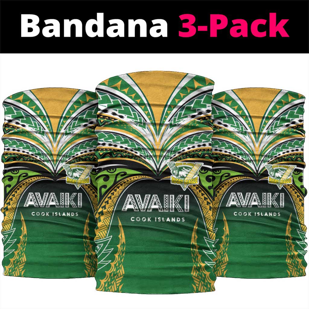 Cook Islands Rugby League Neck Gaiter Avaiki Tatau Tribal Motifs Black Color - Polynesian Pride