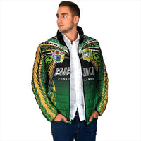 Custom Cook Islands Rugby League Padded Jacket Avaiki Tatau Tribal Motifs Black Color - Polynesian Pride