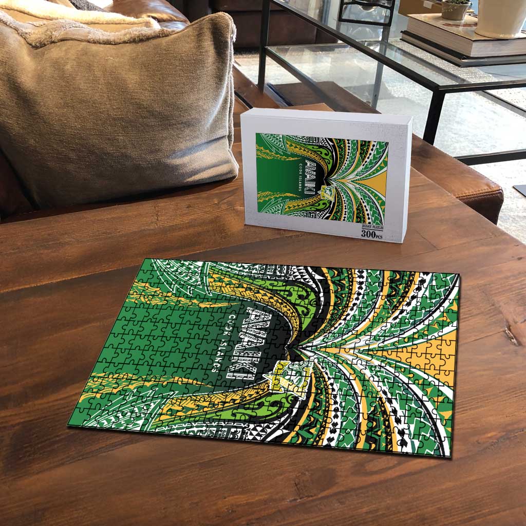 Cook Islands Rugby League Puzzle Avaiki Tatau Tribal Motifs Black Color - Polynesian Pride