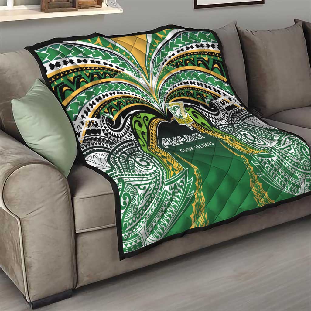 Cook Islands Rugby League Quilt Avaiki Tatau Tribal Motifs Black Color - Polynesian Pride